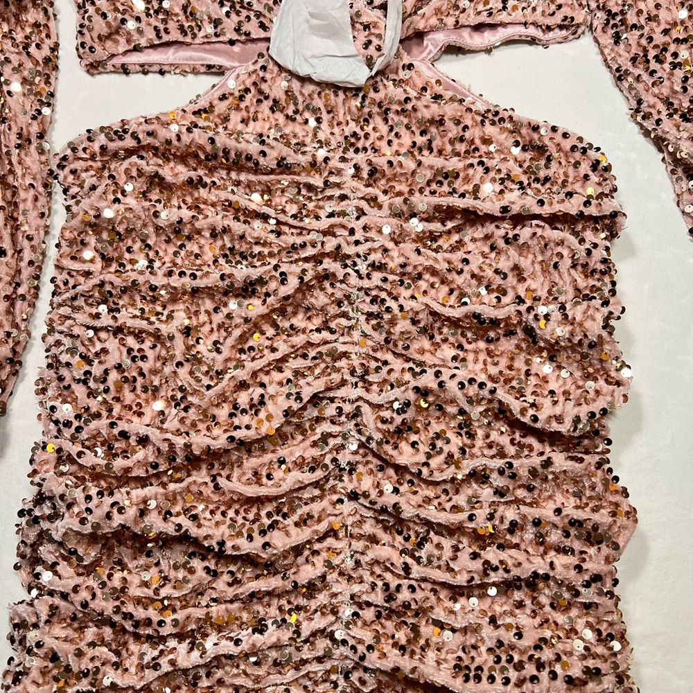 Line And Dot mini sequined dress pink rose gold Size Small - Picture 8 of 11